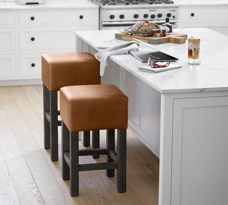 Leather backless bar stools sale