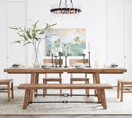 Pottery barn benchwright on sale dining table