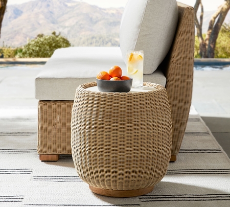 Buy Hampton All Weather Wicker Drum Side Table online Pottery