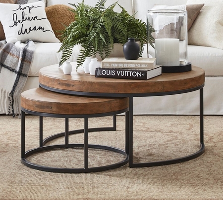 Round wood top coffee table sale